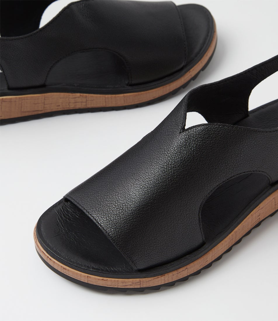 Olingos Black Leather Sandals