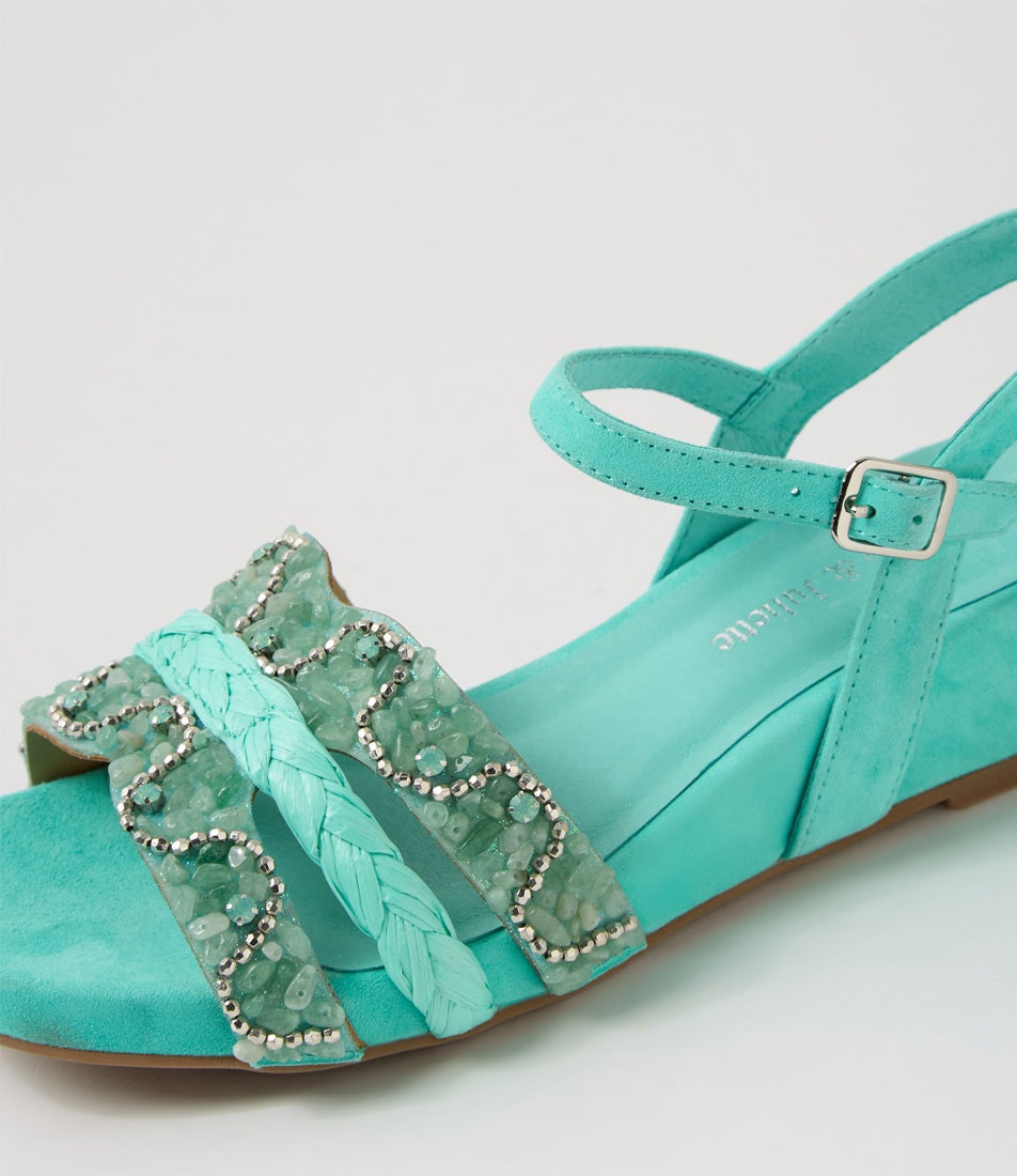 Whitni Aqua Leather Sandals