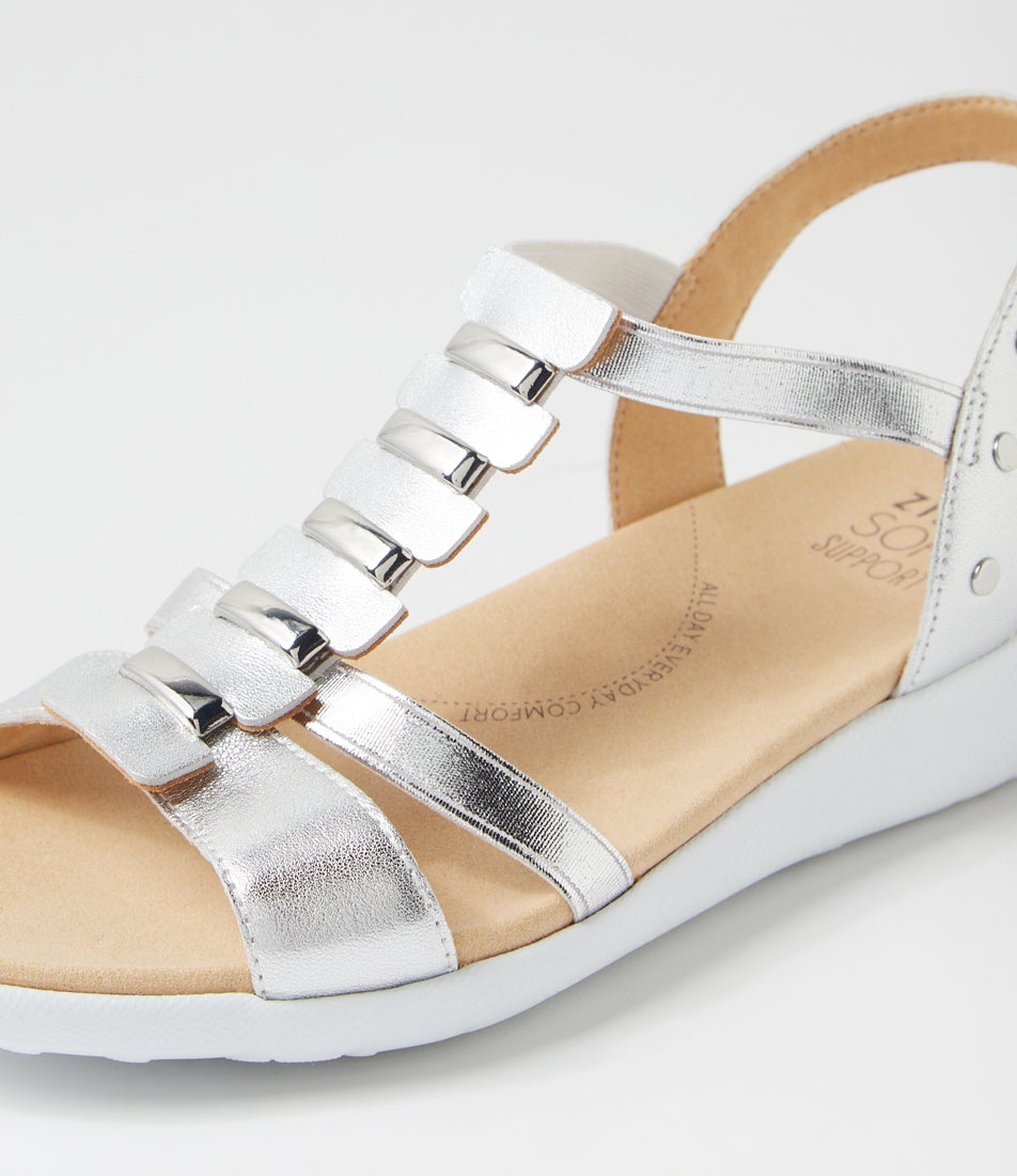 Ulover W Silver Leather Elastic Sandals