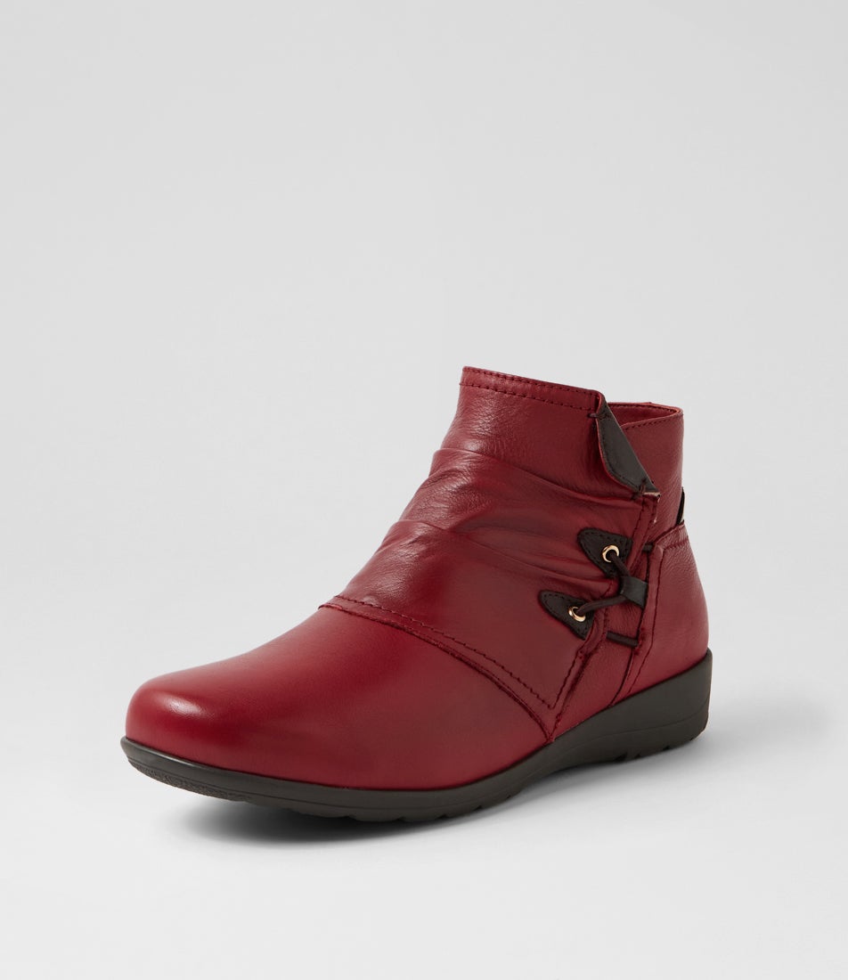 Parisa Cherry Brown Leather Ankle Boots