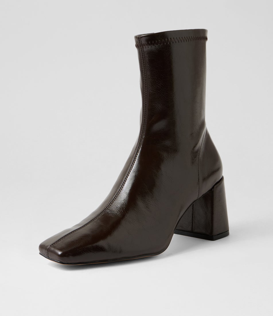 Wilara Choc Crinkle Stretch Ankle Boots