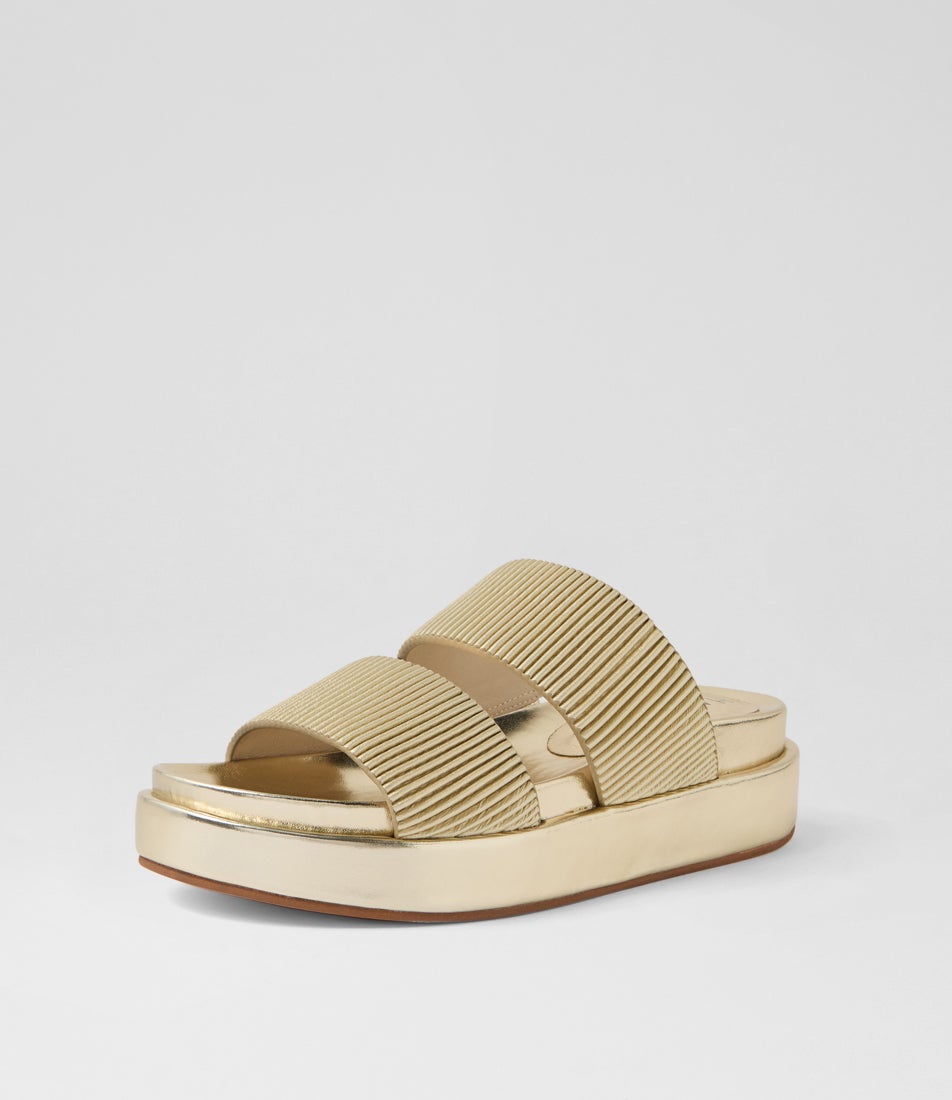 Provence Gold Leather Slides