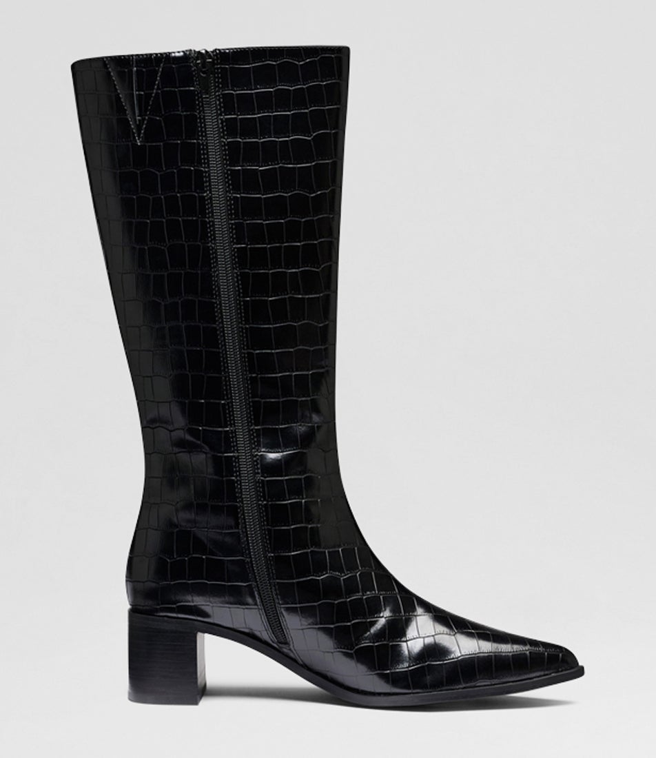 Penny Black Croc Knee High Boots
