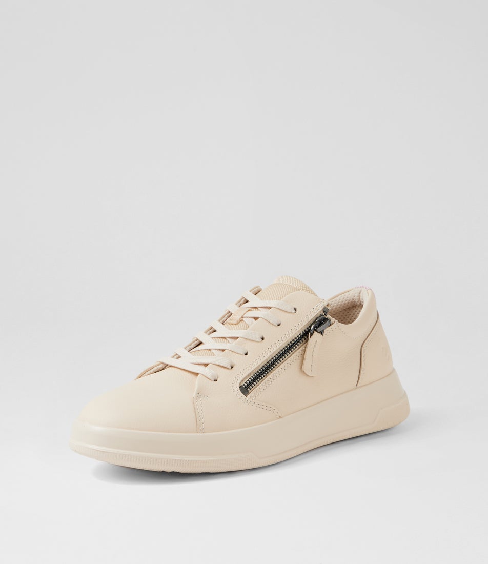 Move Zip W Limestone Blossom Rose Leather Sneakers