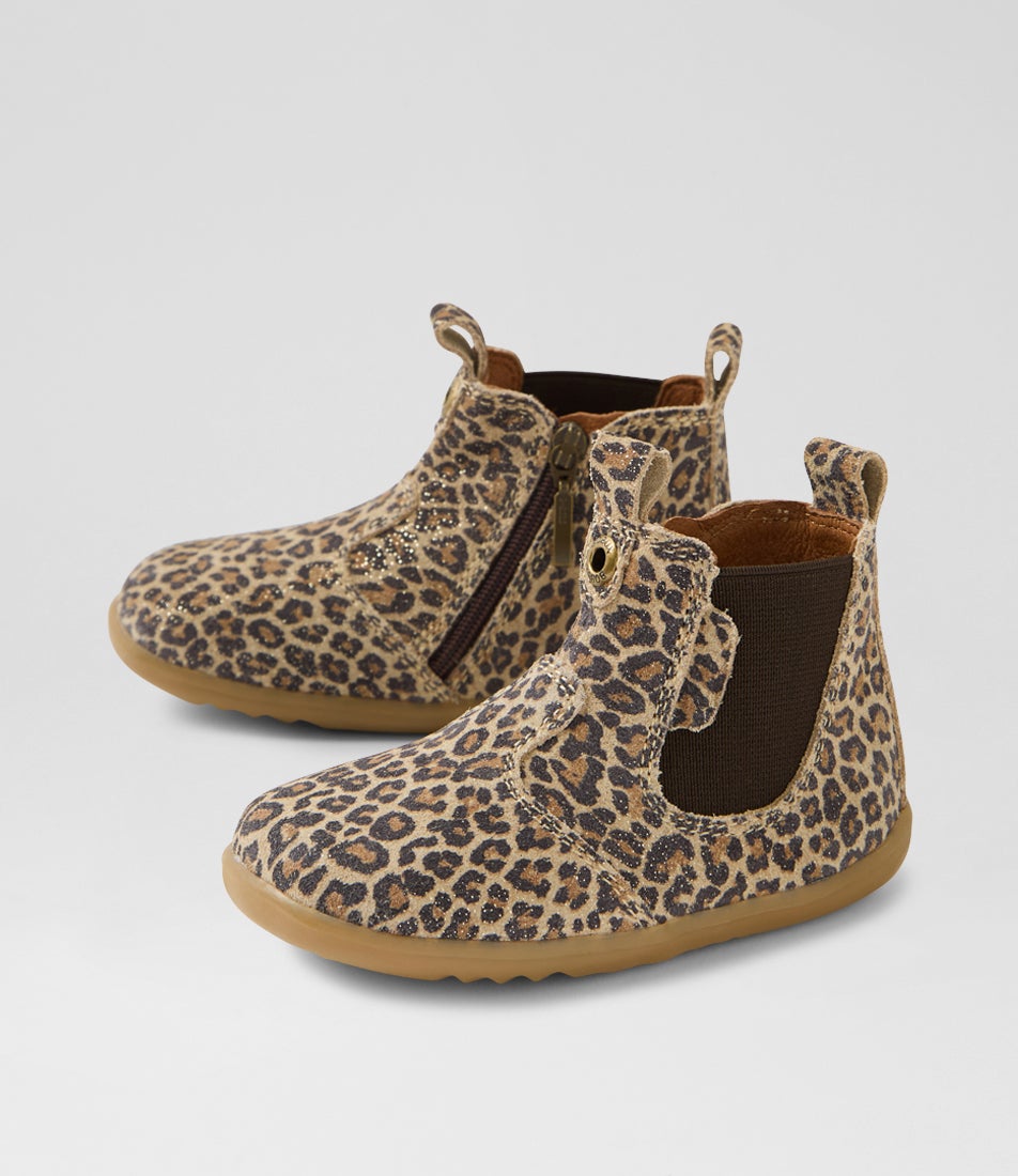 Su Jodhpur Infant Leopard Shimmer Leather Chelsea Boots