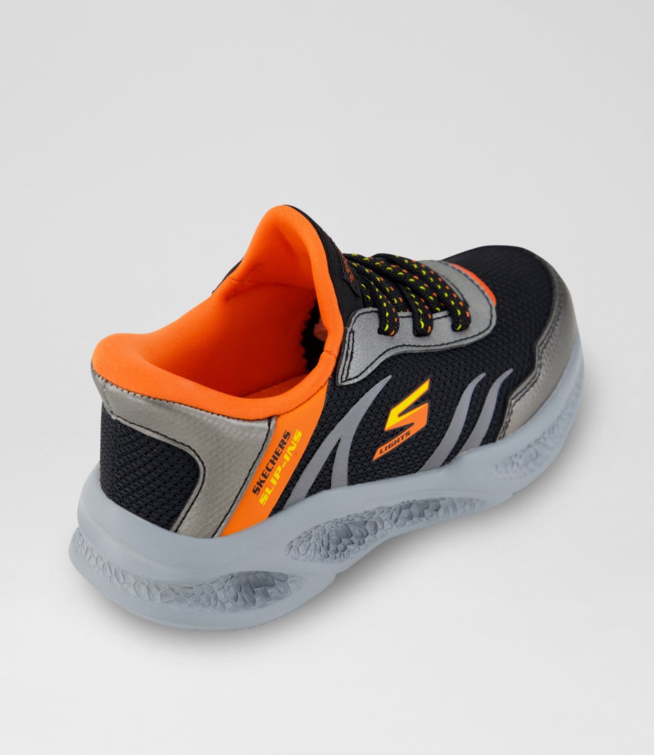 Meteor Lights Toddler Black Silver Fabric Sneakers