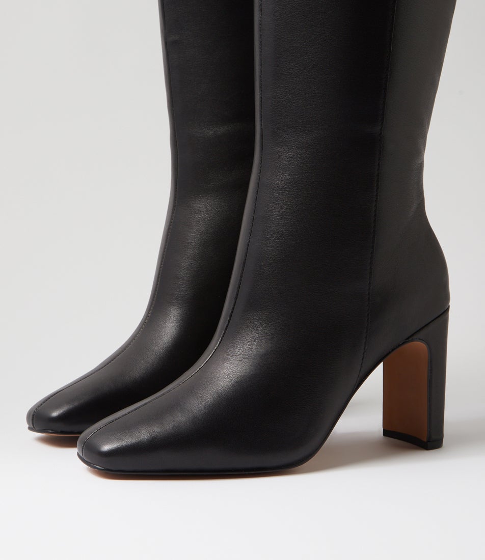 Clara Black Leather Knee High Boots