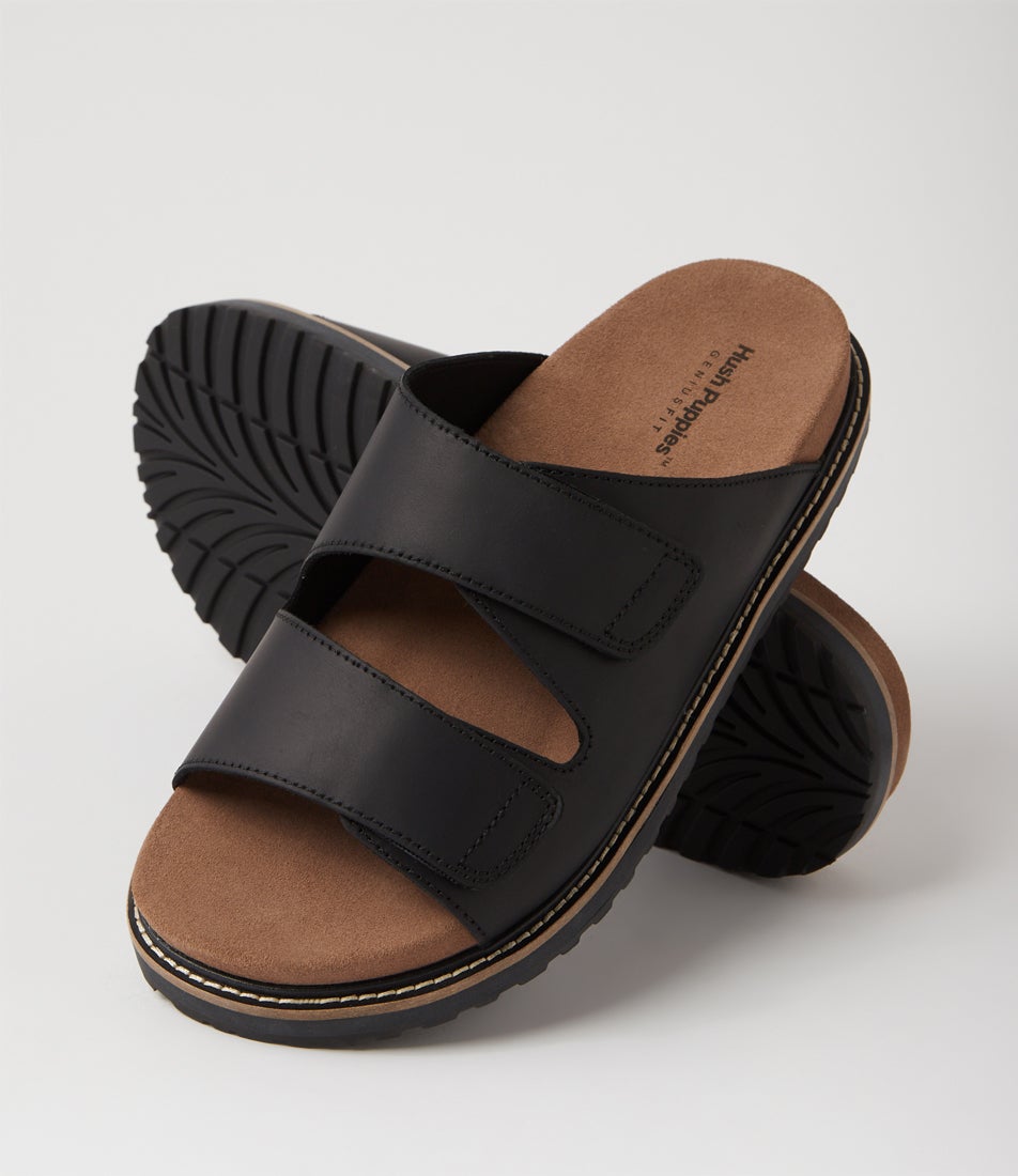 Fairo Black Leather Slides