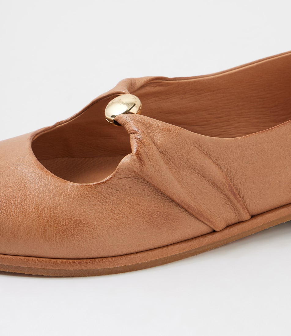 Ressol Cognac Leather Flat Shoes