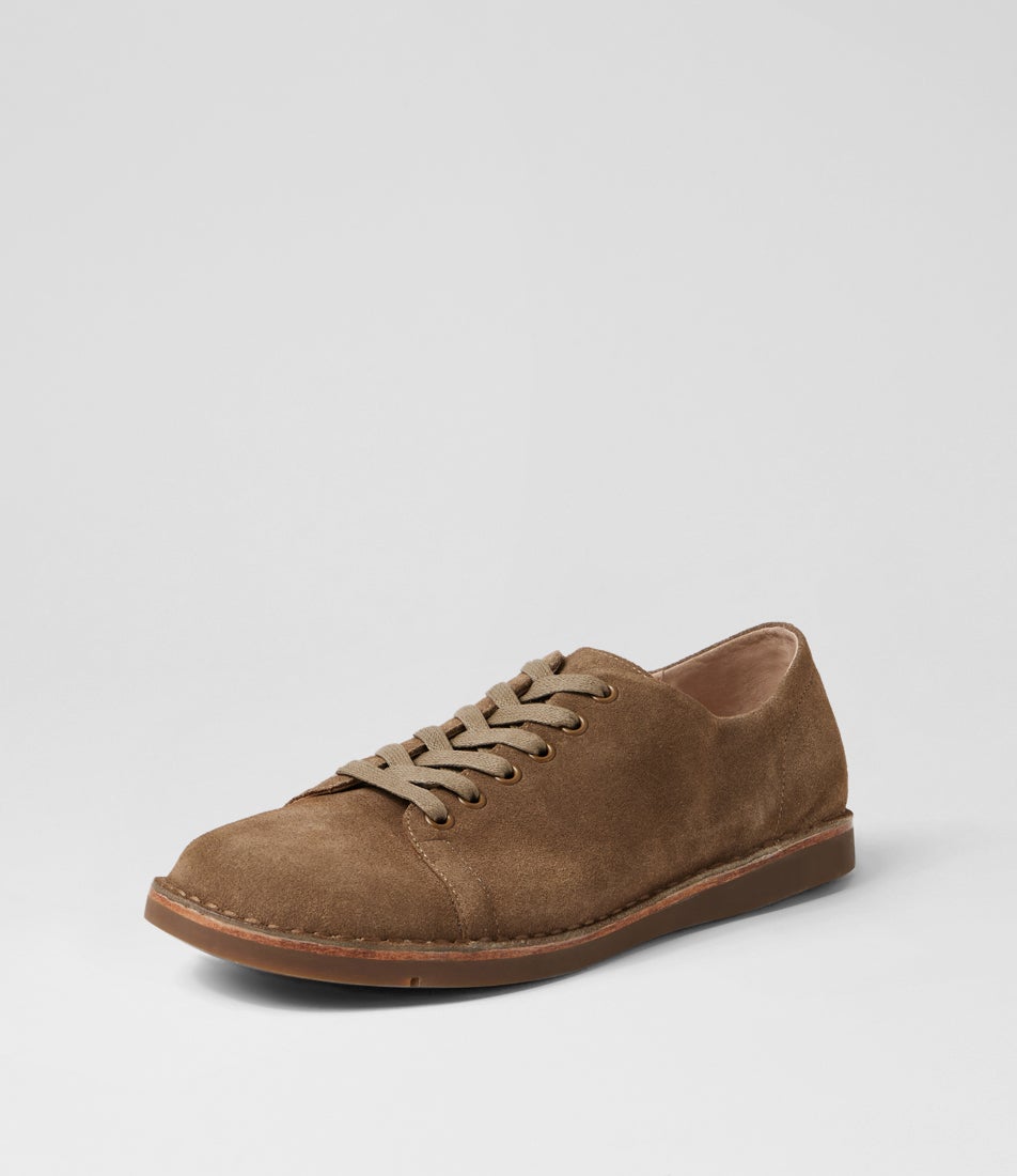 Odelle Taupe Leather Lace Up Flats