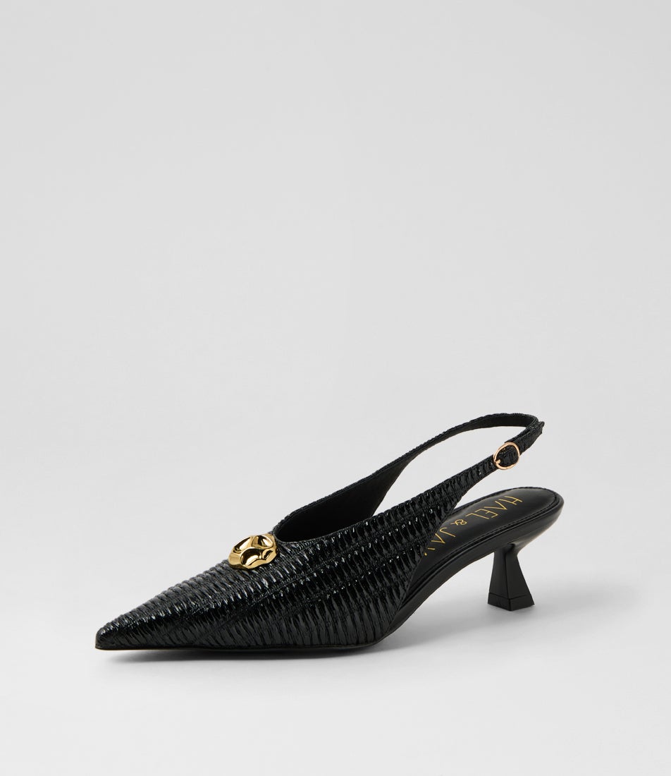 Nuanced Black Leather Heels