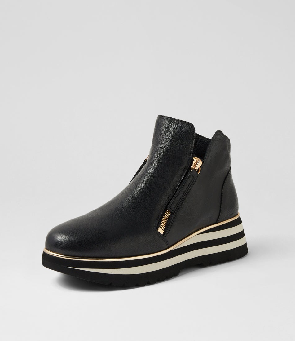 Evol Black Leather Ankle Boots