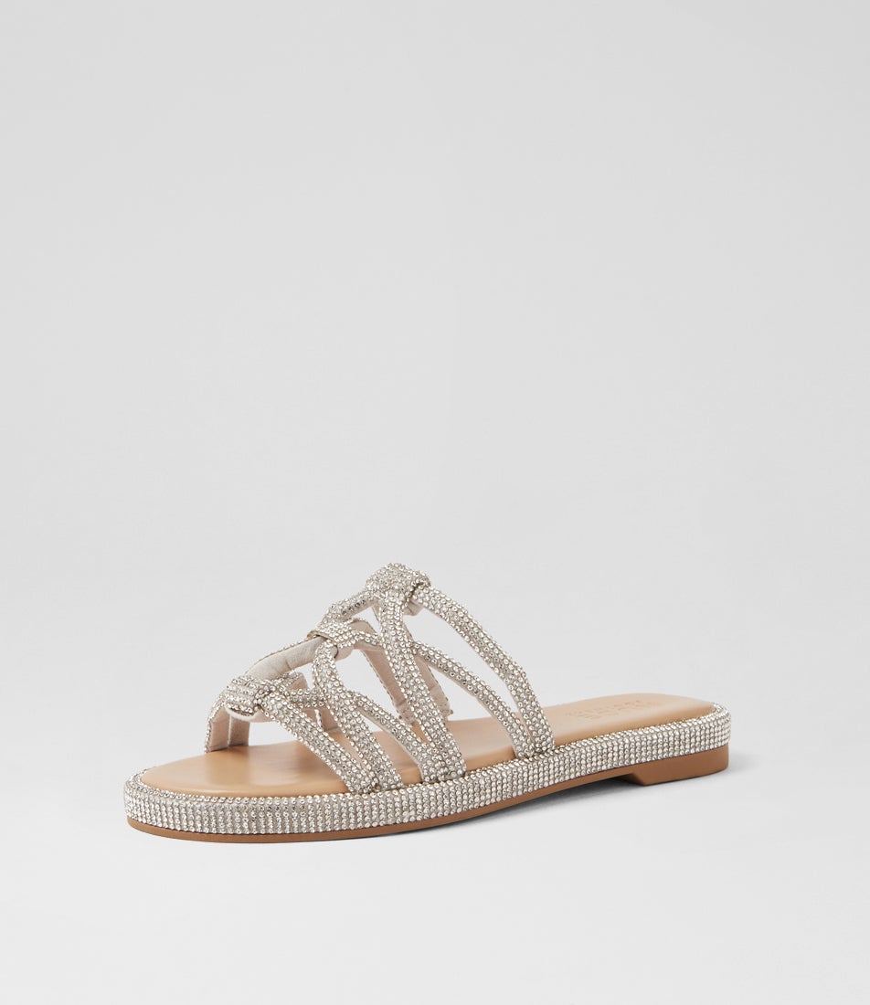 Sommer Silver Leather Slides