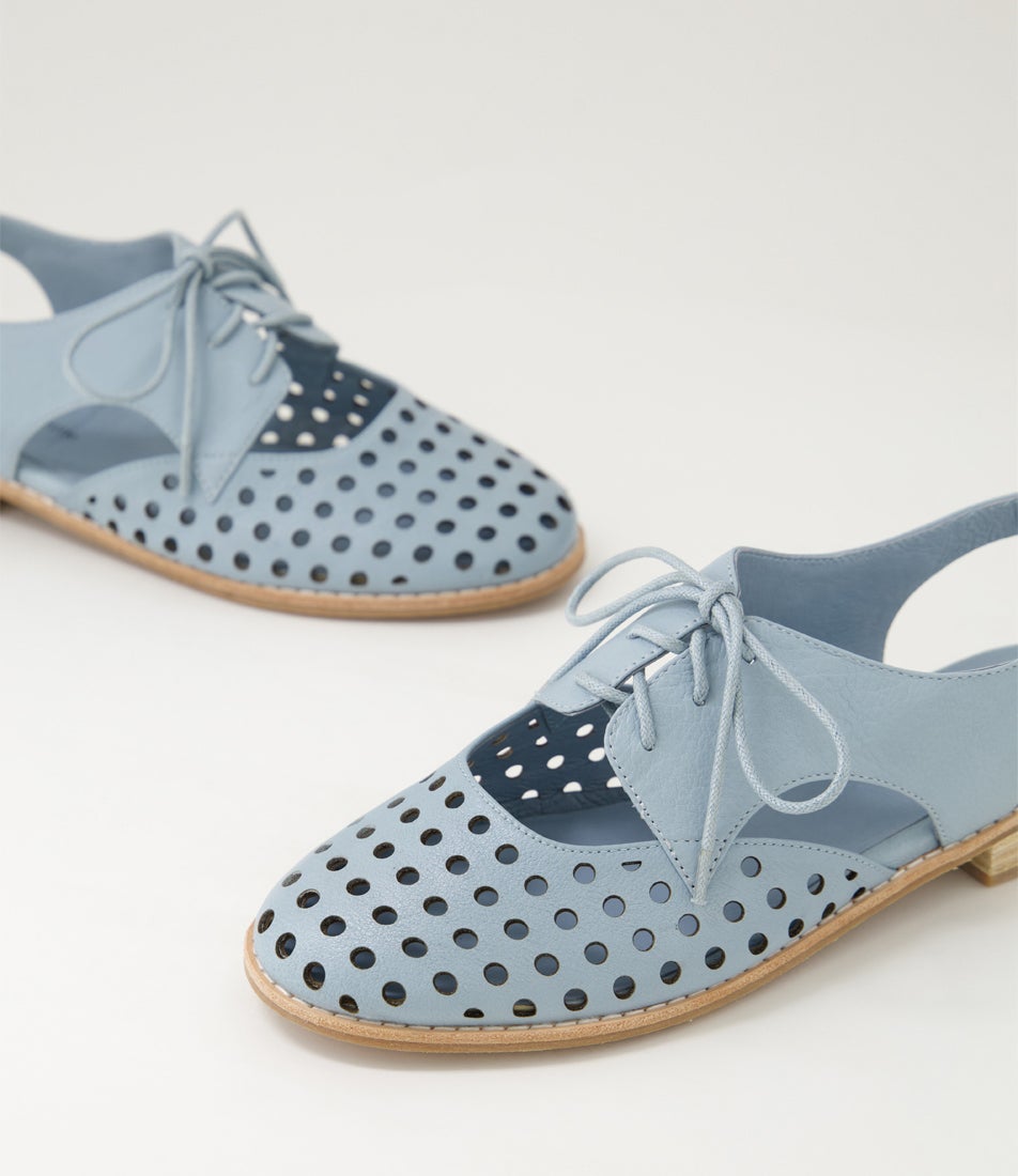 Aven Denim Leather Lace Up Flats
