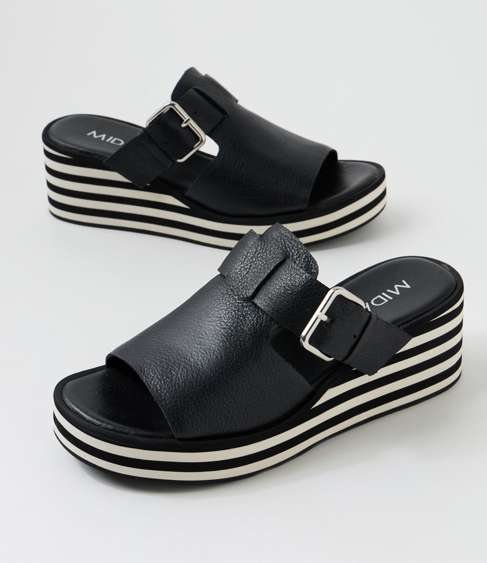 Fizzie Black Leather Slides
