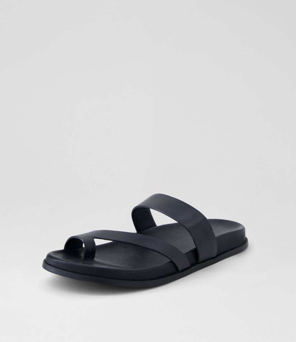 Haulen Black Leather Slides