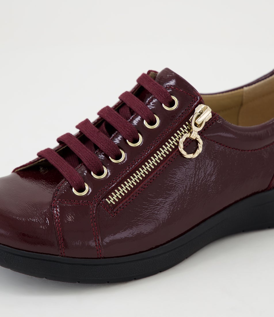 Alvies D Wine Crinkle Patent Leather Sneakers
