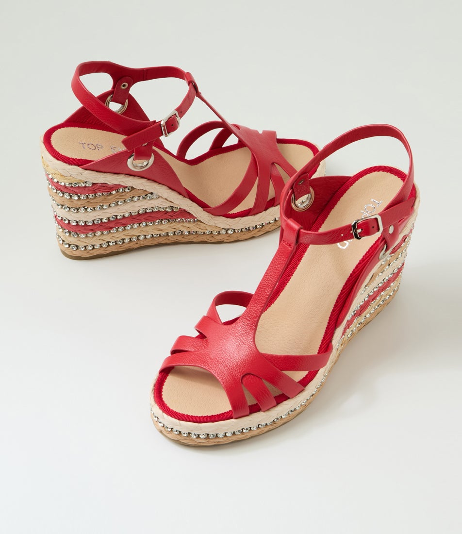 Elinna Red Multi Leather Sandals