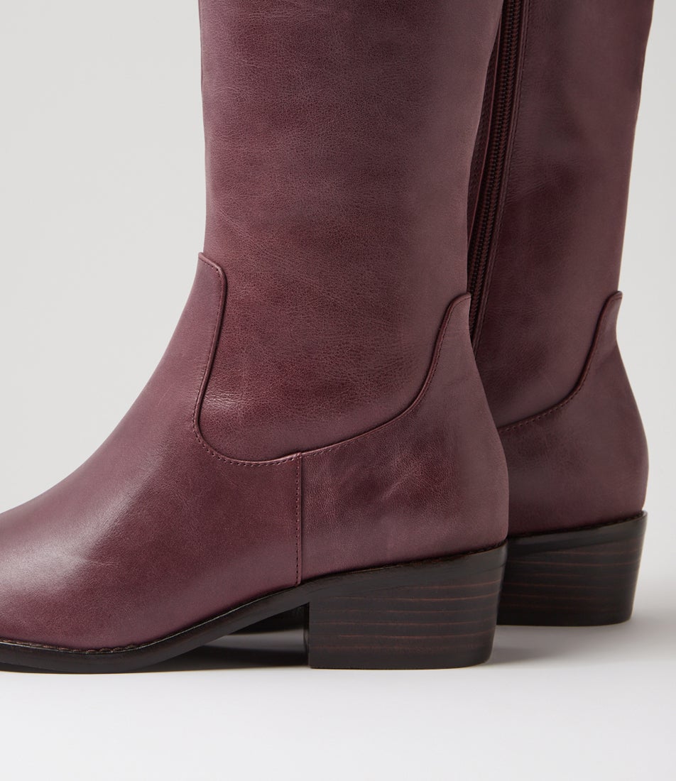 Giddy Plum Leather Knee High Boots