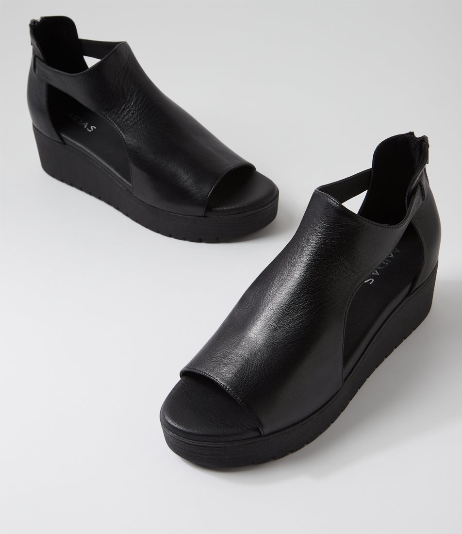 Orio Black Leather Sandals