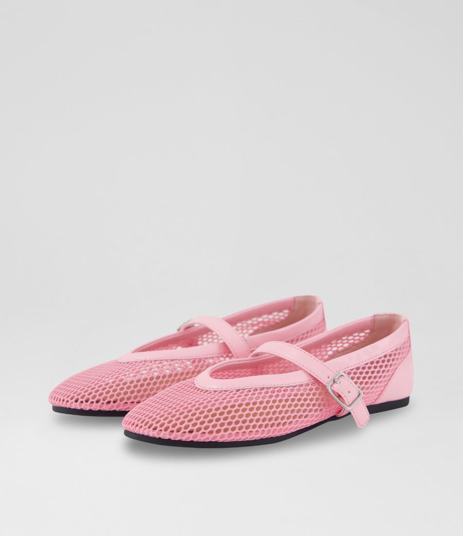 Evie Junior Rose Bloom Mesh Leather Flat Shoes