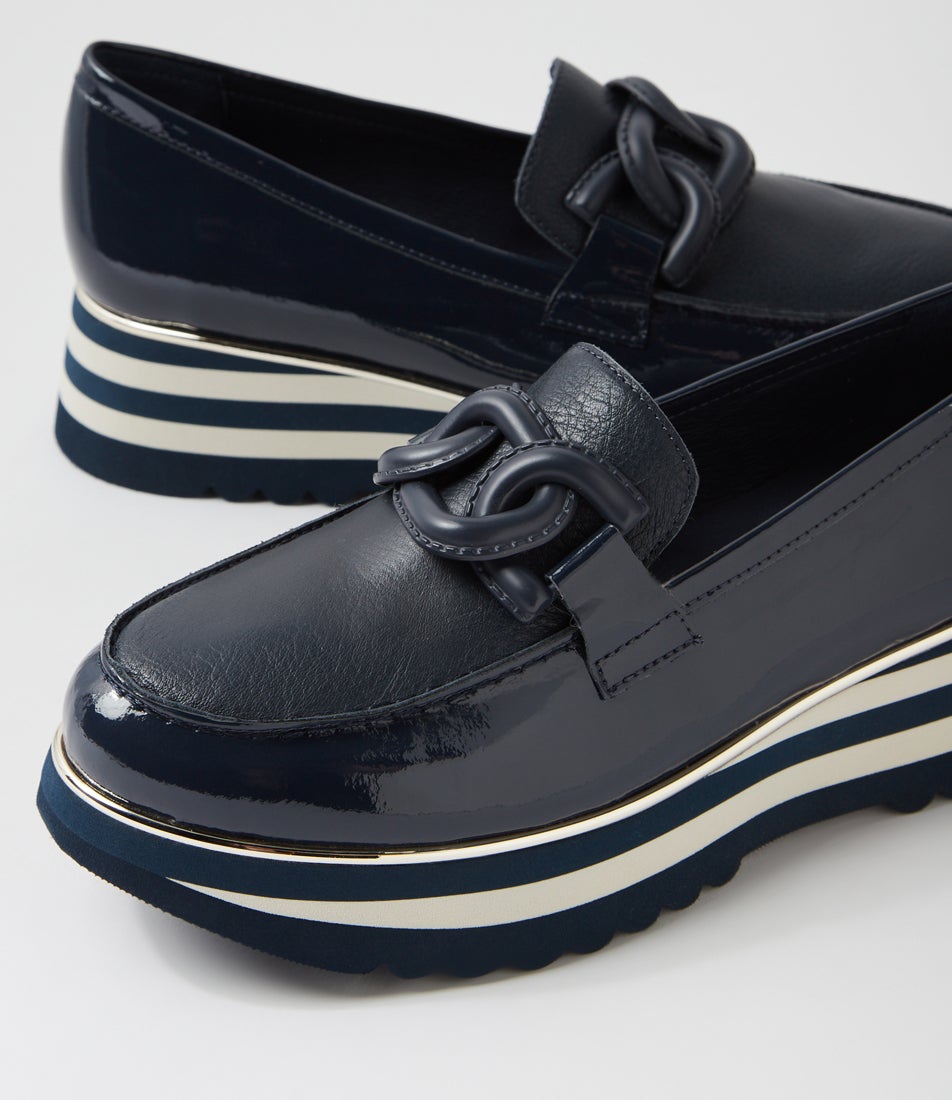 Eaila Navy Patent Leather Loafers