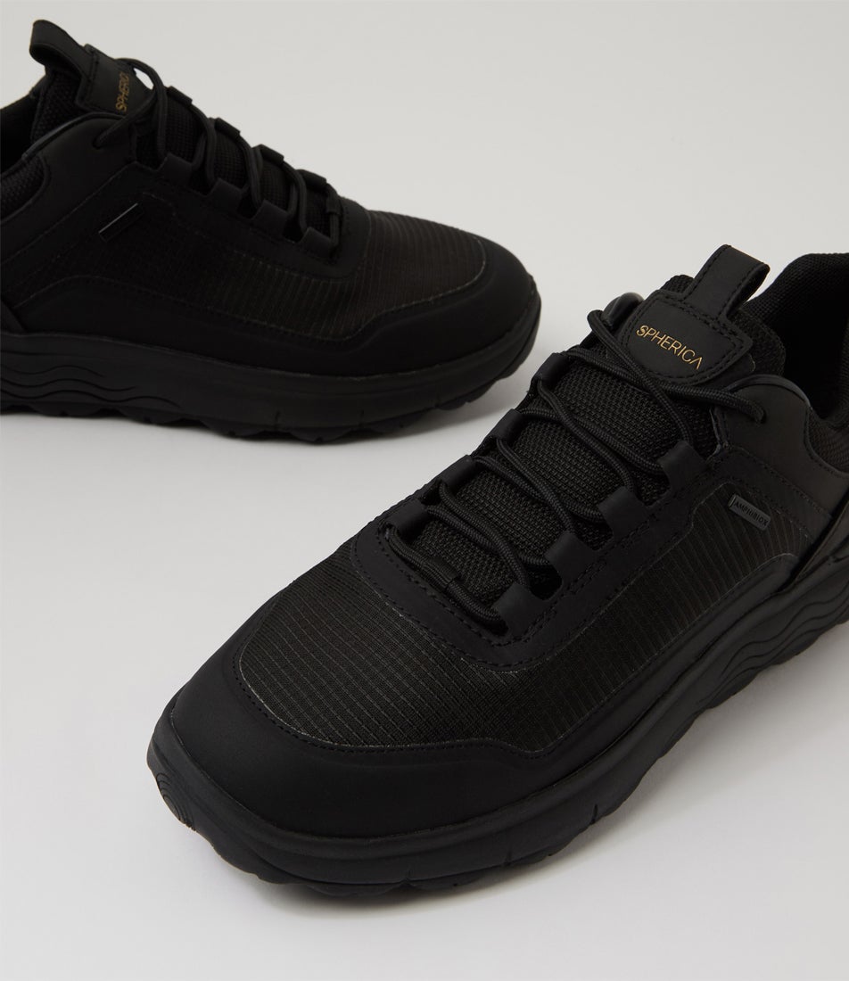 U Spherica 4x4 B Abx A Black Fabric Lace Up Shoes