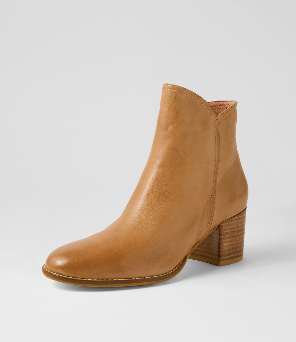 Mocker Tan Leather Ankle Boots