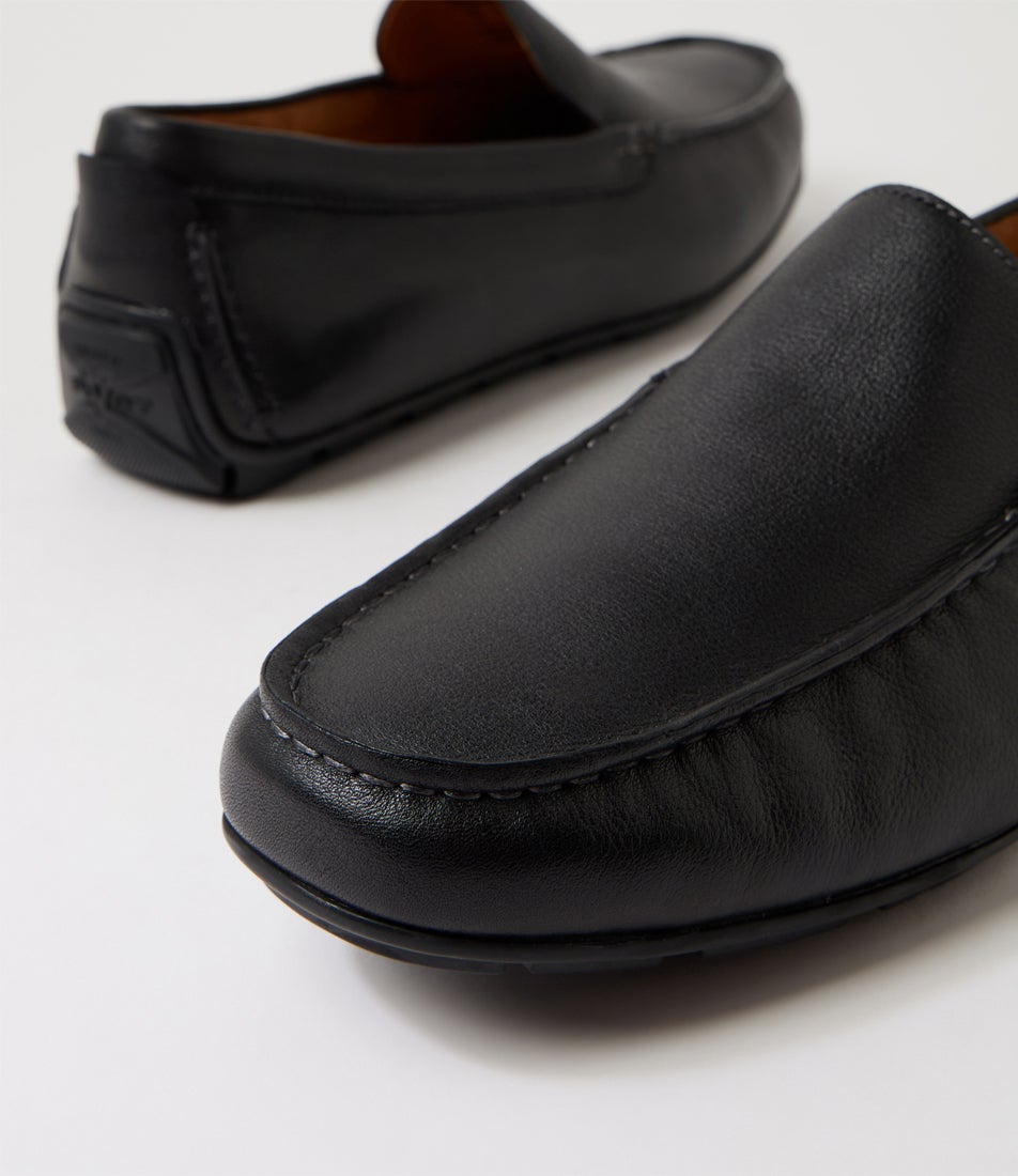 Motor Moc Black Leather Loafers