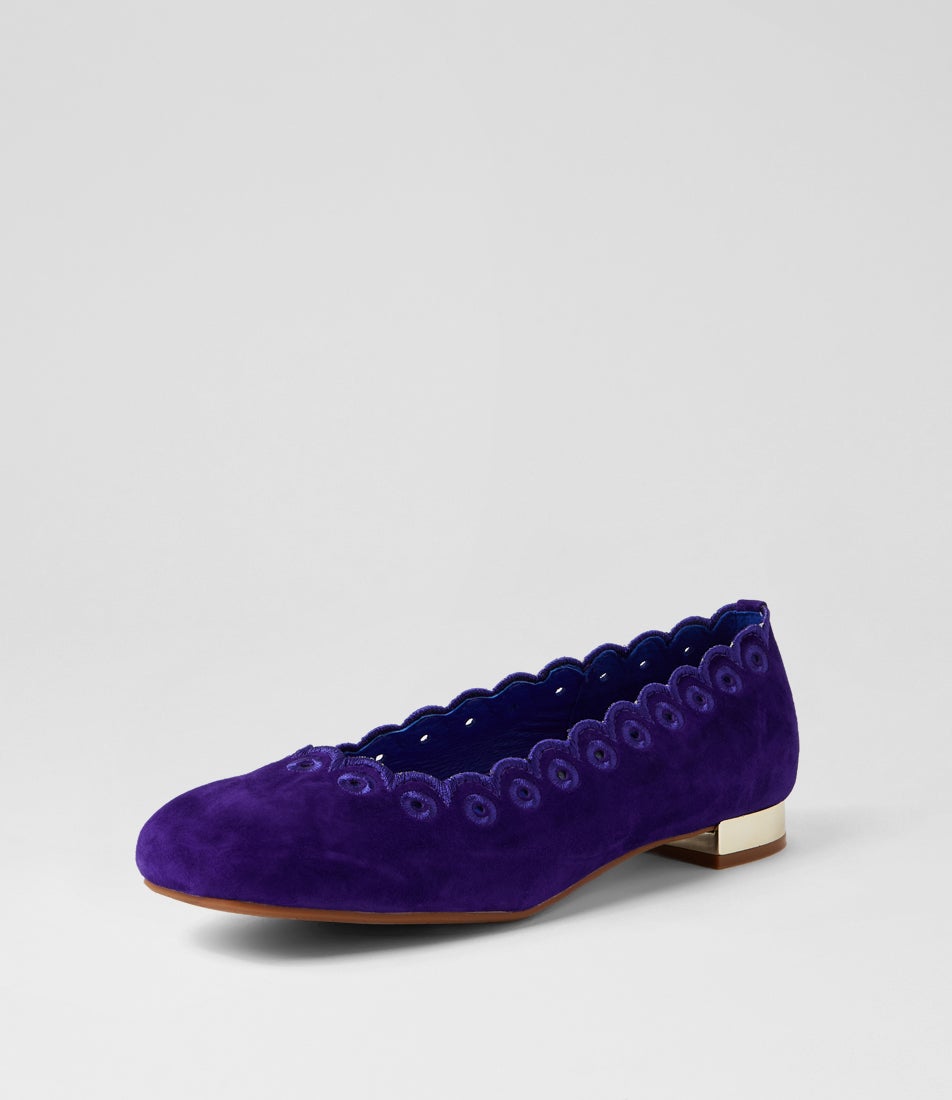 Franchie Purple Gold Suede Multi Ballet Flats