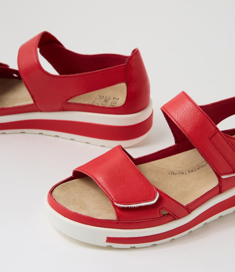 Gedd W Red White Leather Sandals