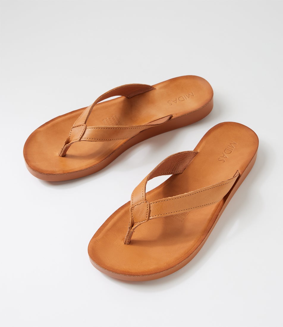 Nashi Tan Leather Sandals