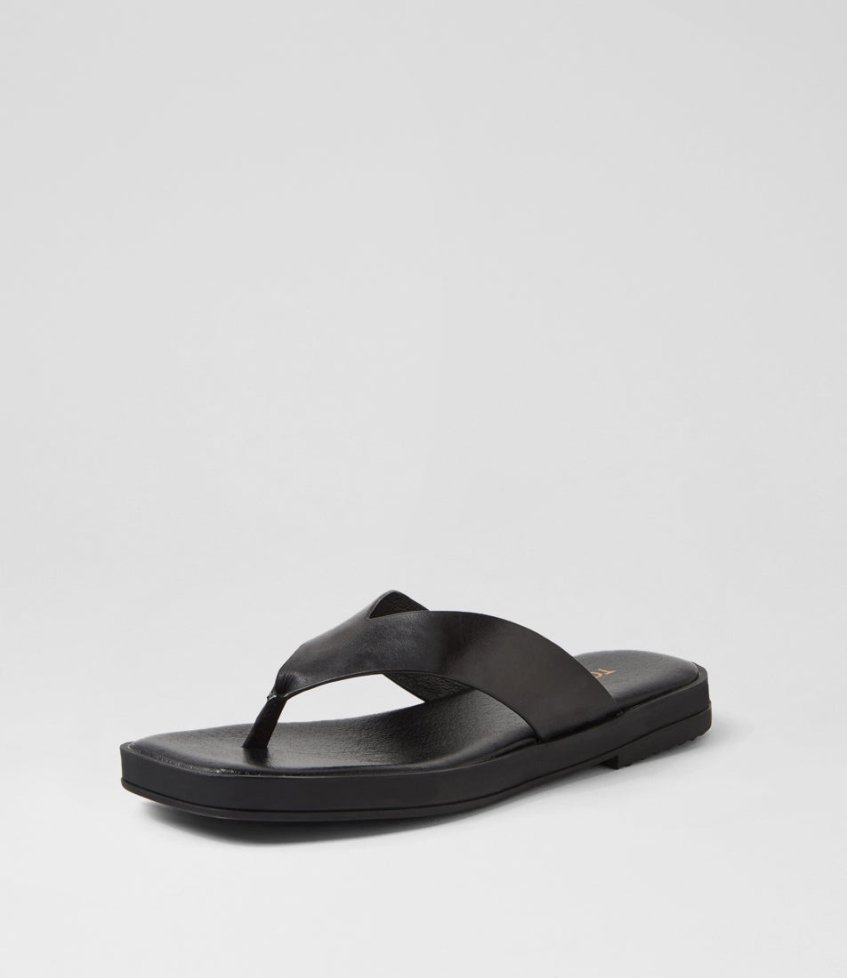 Teige Black Leather Thongs