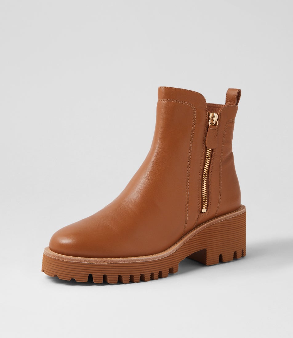 Waizey Dark Tan Leather Ankle Boots