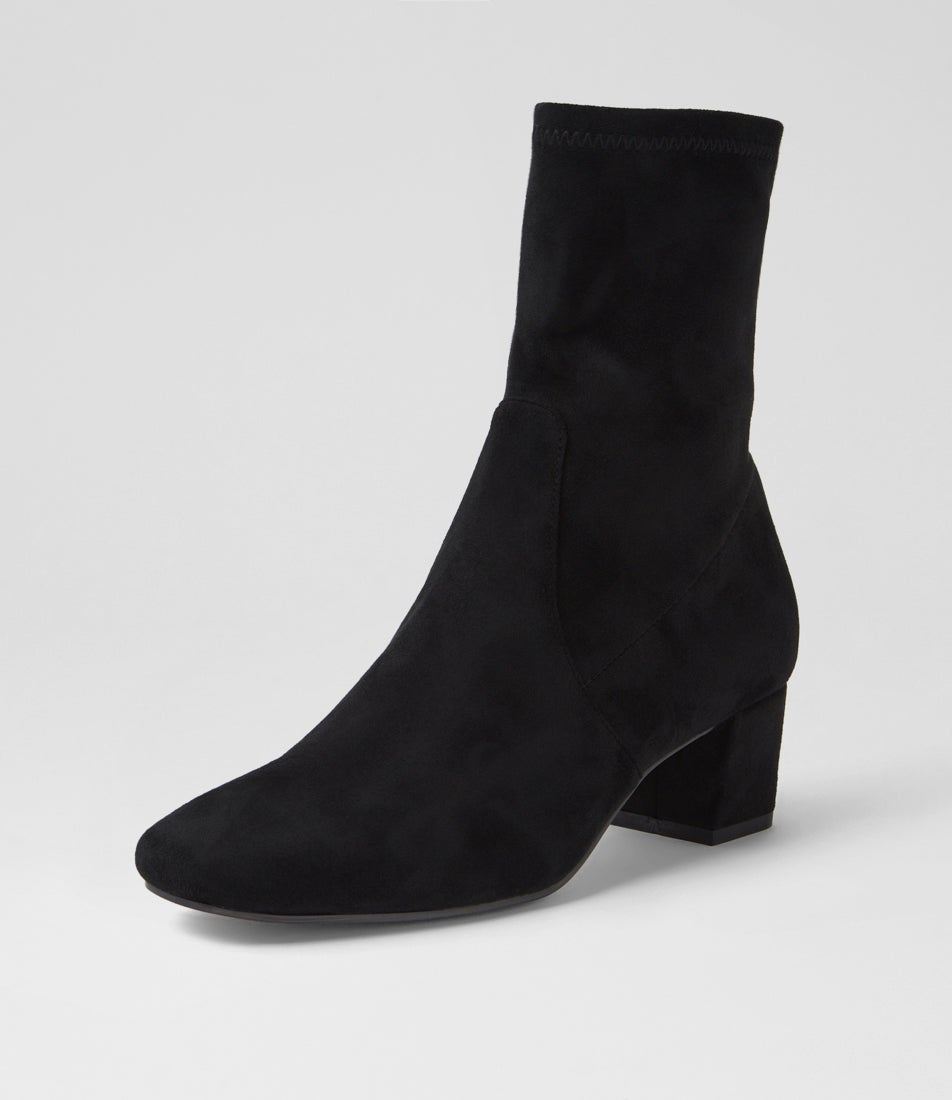 Hartful Black Stretch Microsuede Ankle Boots Hartful Black Stretch Microsuede Ankle Boots