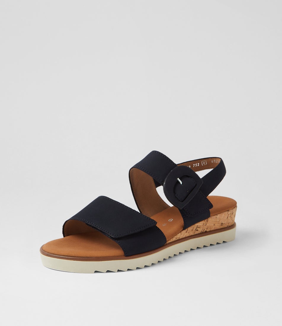 Beatrix Blue Nubuck Leather Sandals