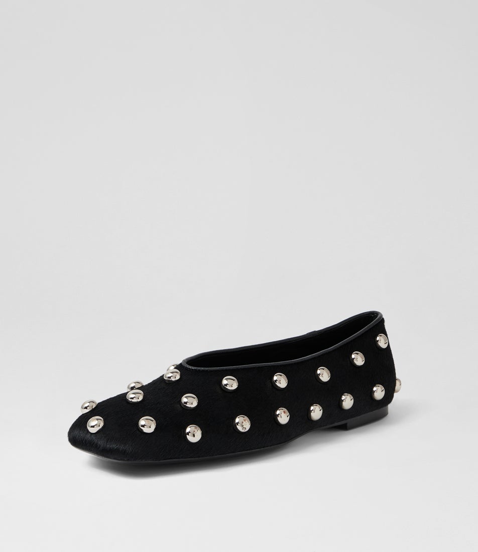 Baloree Black Pony Flat Shoes