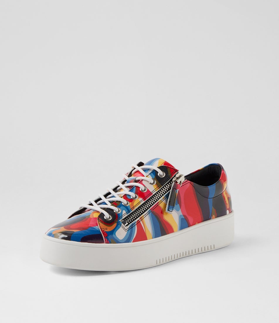 Laila Black Swirl White Patent Leather Sneakers