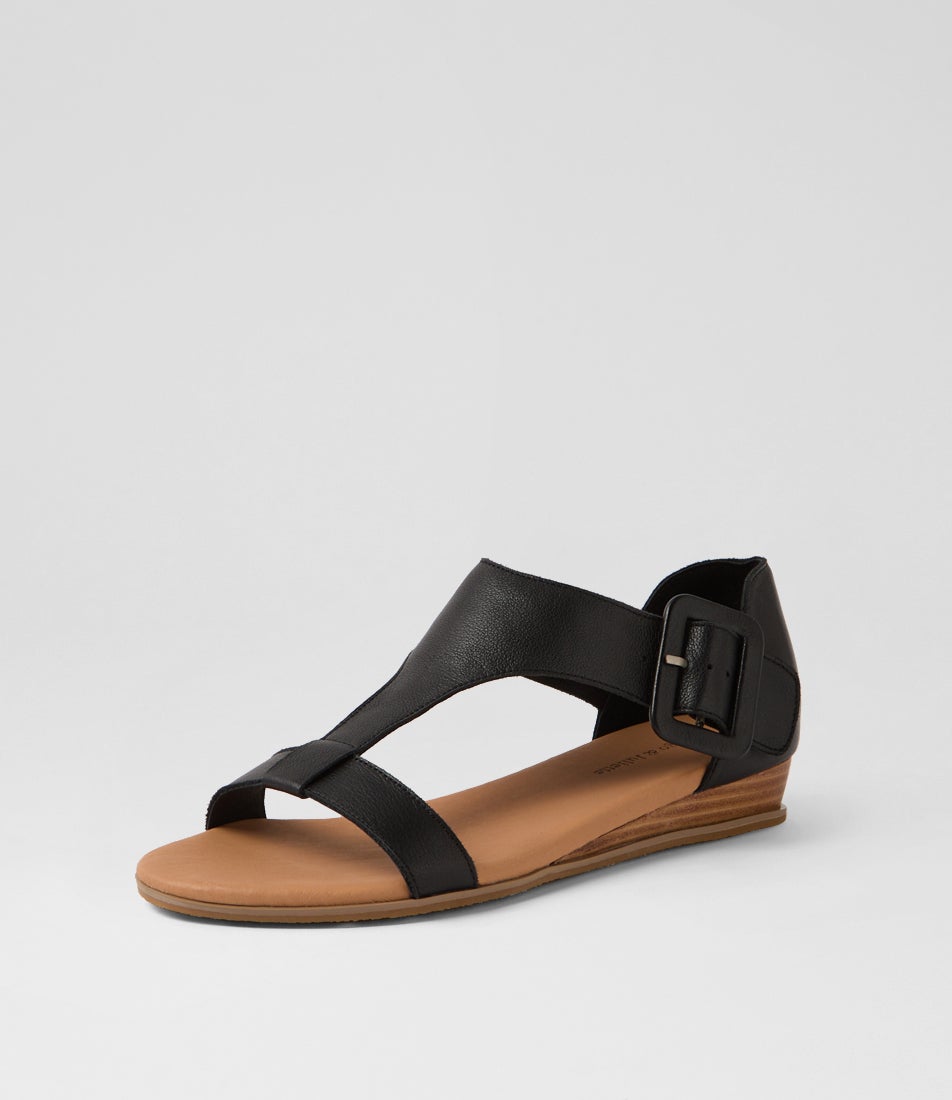 Huntlee Black Natural Leather Sandals
