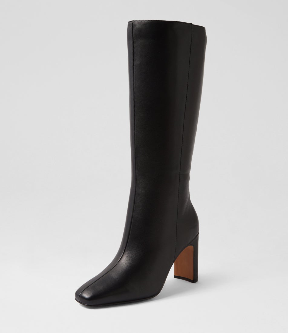 Clara Black Leather Knee High Boots
