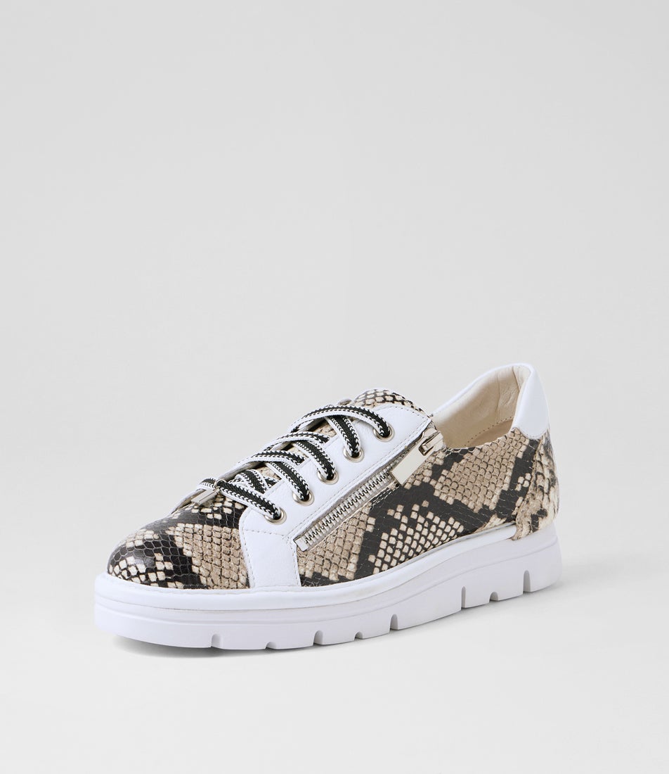 Elos Black White Snake Leather Sneakers Elos Black White Snake Leather Sneakers