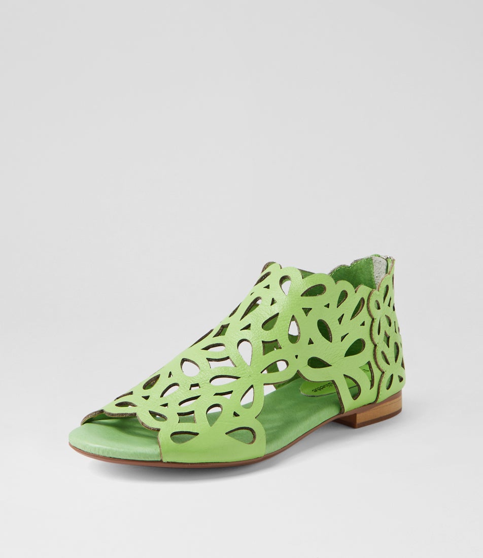 Pietro Light Lime Leather Sandals
