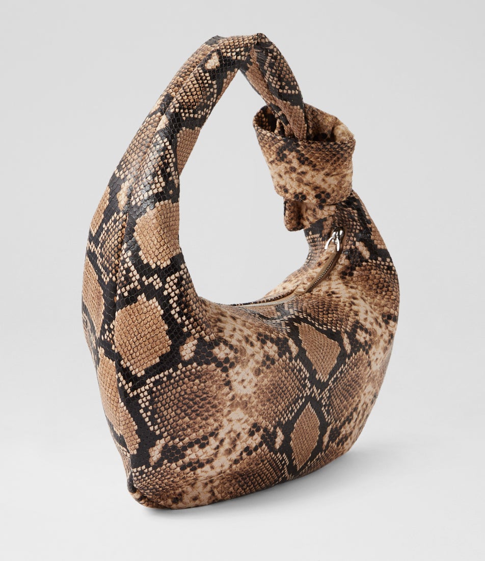 Effie Brown Snake Leather Handbag
