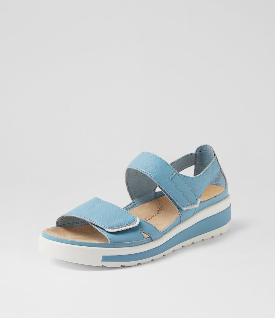 Gedd W New Blue White Leather Sandals