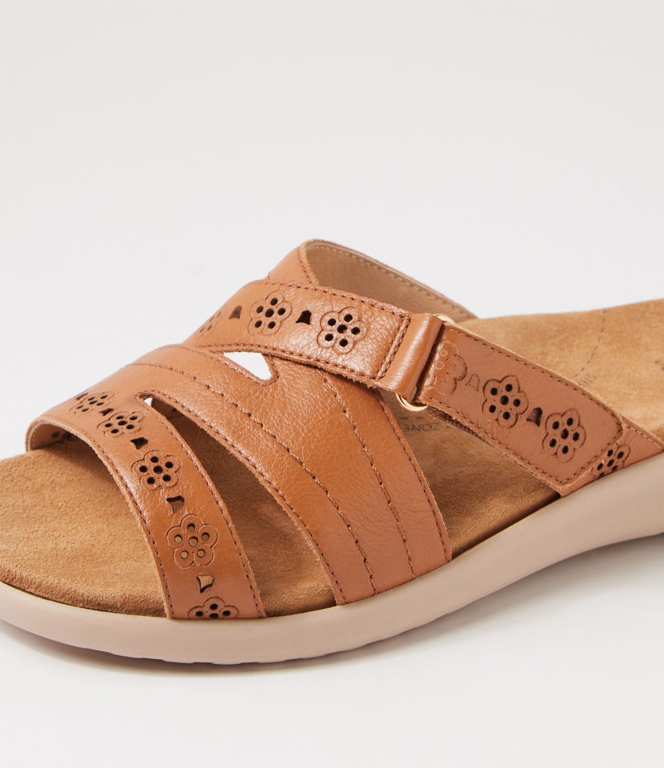 Bylia Xw Dark Tan Almond Leather Slides