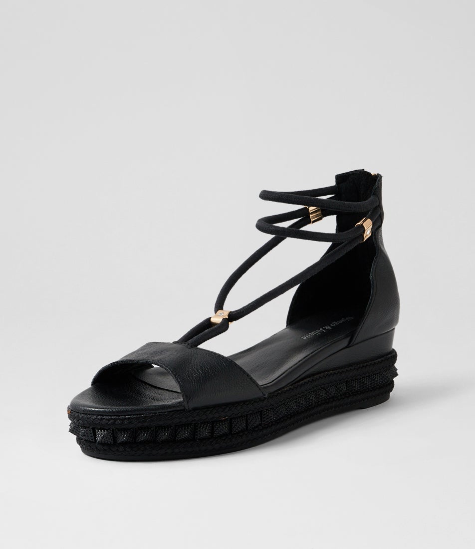 Miora Black Leather Sandals