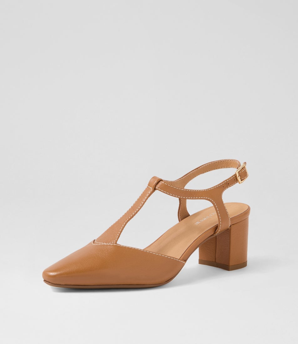 Leonee Tan Leather Heels