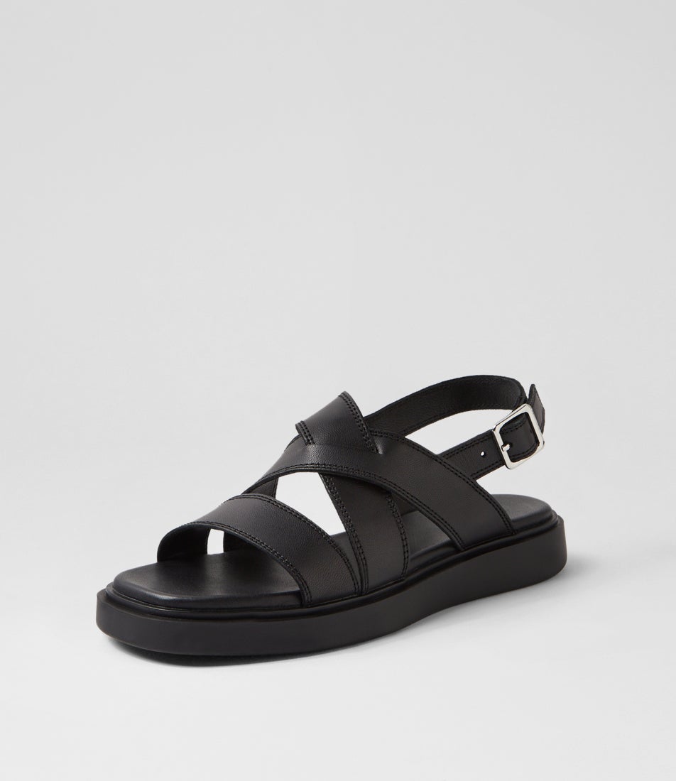 Connie Black Leather Sandals