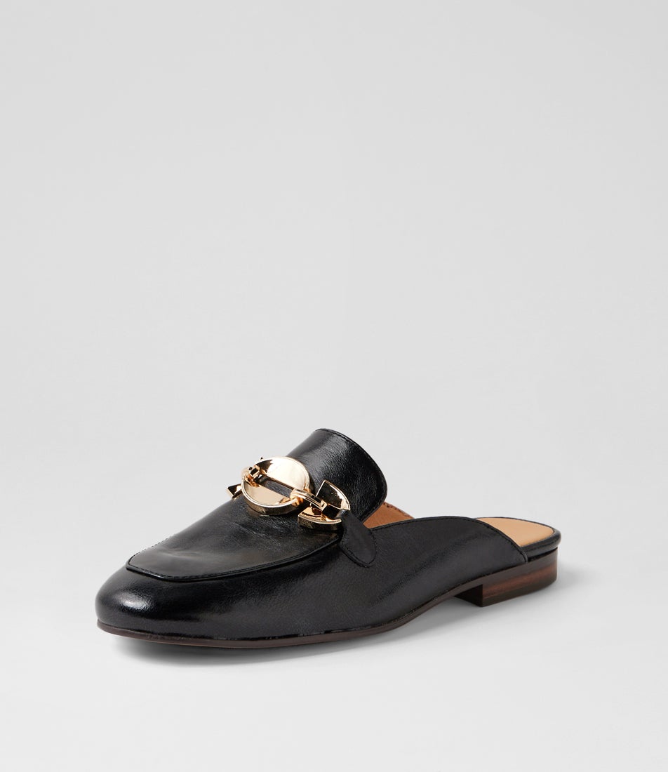 Inkles Navy Polish Leather Mules