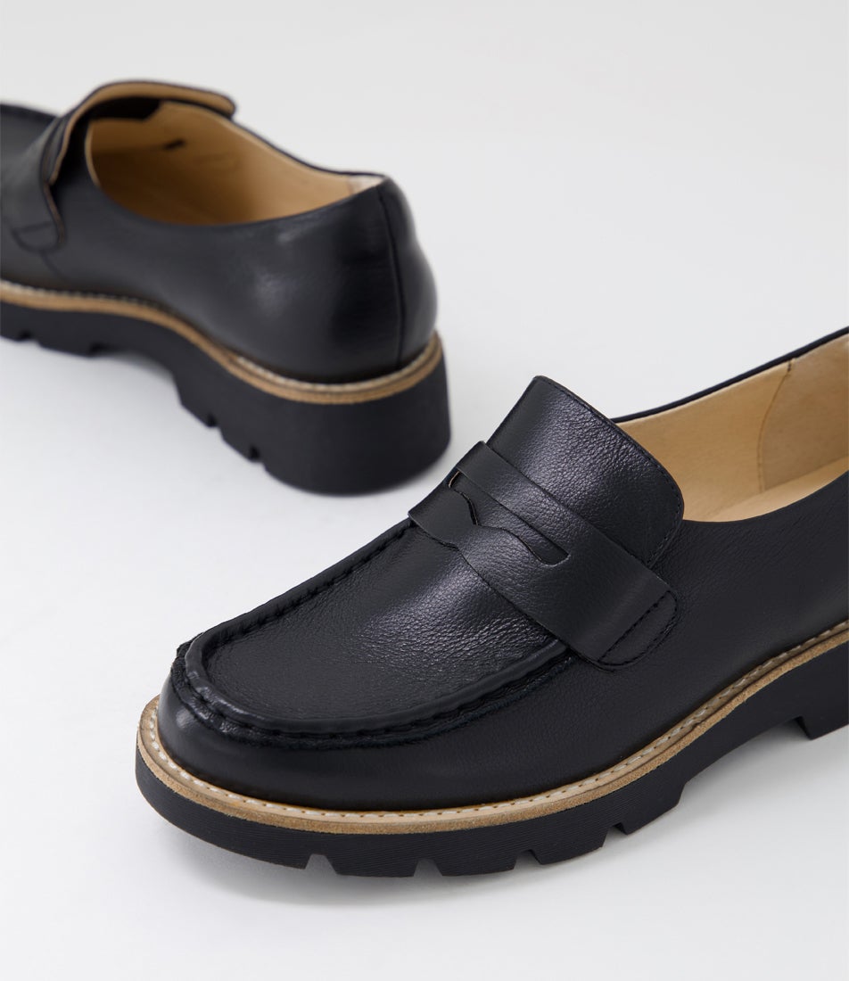 Dorte Black Leather Loafers